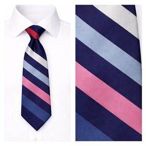 Tommy Hilfiger Mens Silk Tie Striped Quiet Luxury Old Money Formal Career Easter